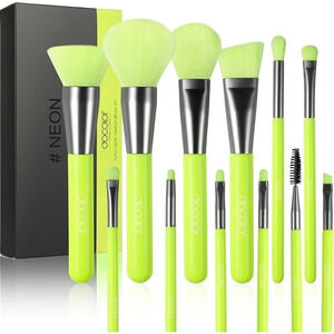 Docolor Makeup Brushes 10 Pcs  Premium Synthetic Hair Brush Set, Neon Green